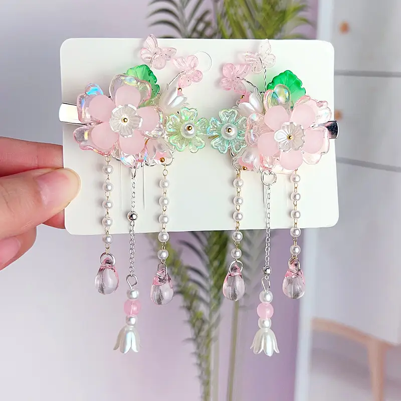 Children's Antique Hairpin with Fairy Tassel Bow - Image 12