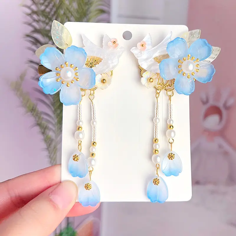 Children's Antique Hairpin with Fairy Tassel Bow - Image 20