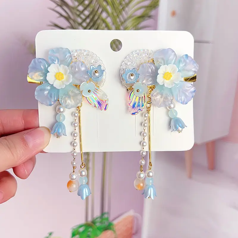 Children's Antique Hairpin with Fairy Tassel Bow - Image 4