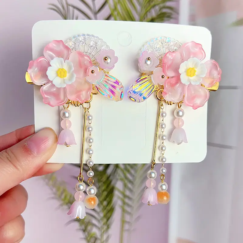 Children's Antique Hairpin with Fairy Tassel Bow - Image 5