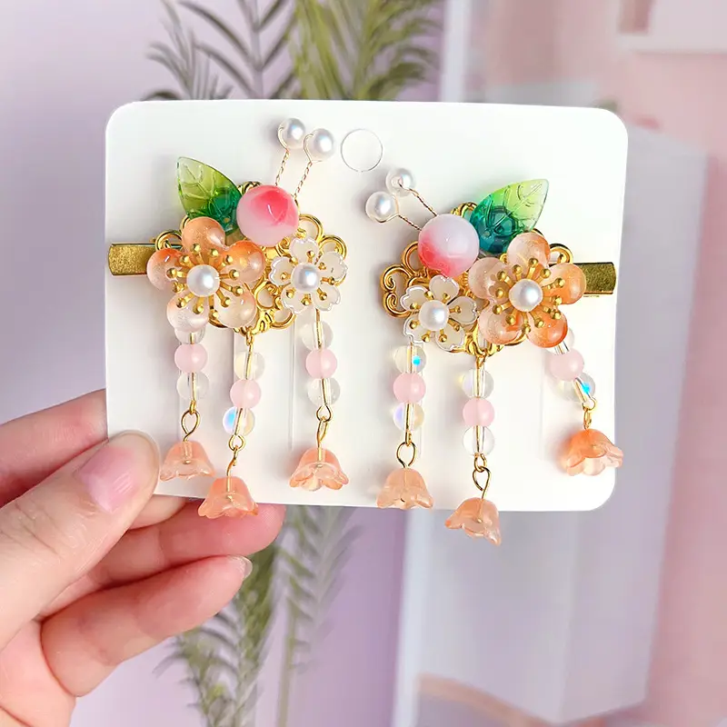 Children's Antique Hairpin with Fairy Tassel Bow - Image 6