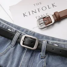 Women Genuine Leather Gold Chain Belt Pastoral Style Waist-Cinching — feature 2