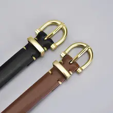 Women Genuine Leather Gold Chain Belt Pastoral Style Waist-Cinching — feature 5