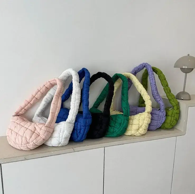 Pink Cotton Shoulder Bag for Women 2024 Winter - Image 9