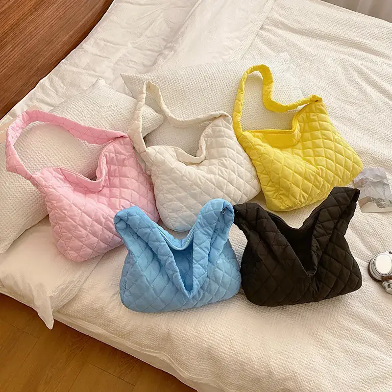 Yellow Quilted Shoulder Bag for Women 2024 Winter - Image 6