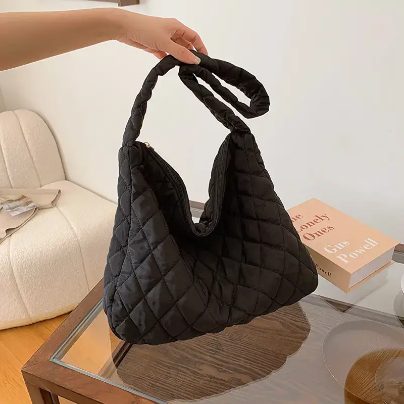 Yellow Quilted Shoulder Bag for Women 2024 Winter - Image 7