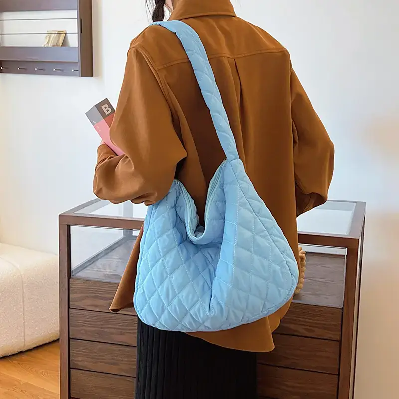 Yellow Quilted Shoulder Bag for Women 2024 Winter - Image 8