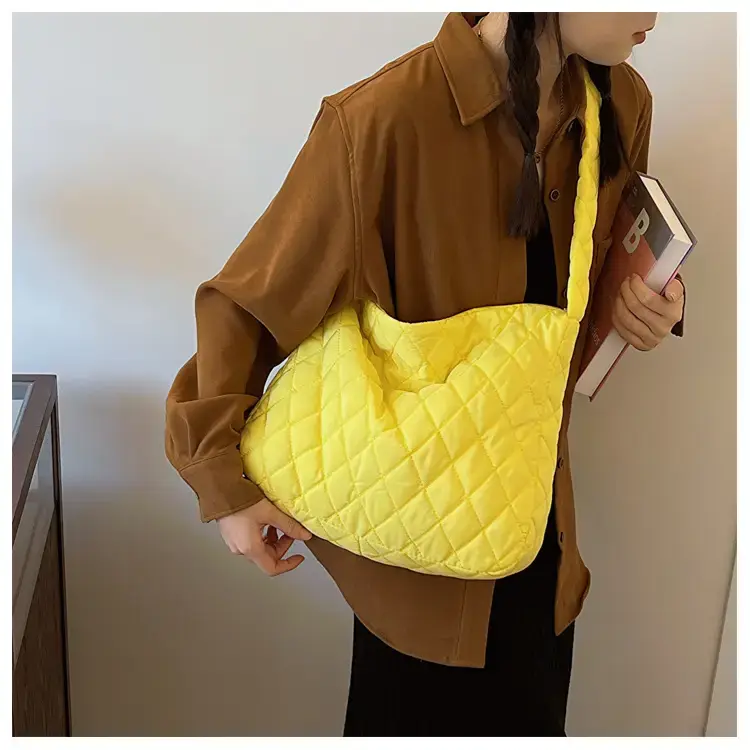Yellow Quilted Shoulder Bag for Women 2024 Winter — feature 10