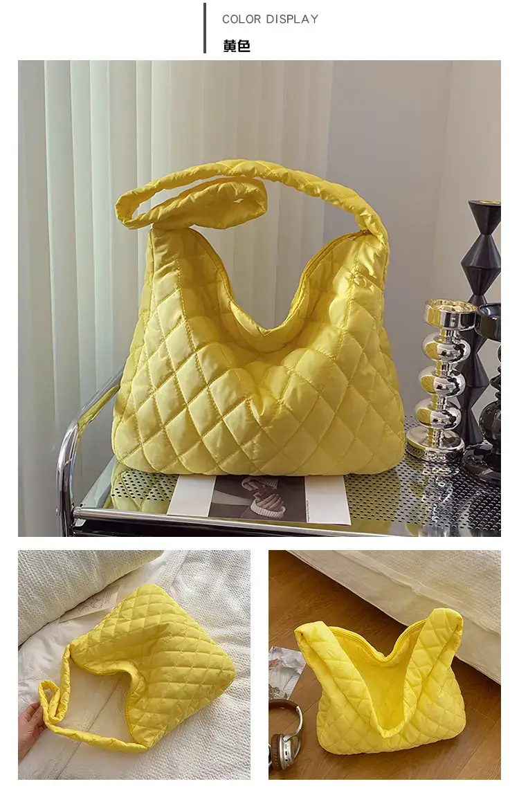 Yellow Quilted Shoulder Bag for Women 2024 Winter — feature 19