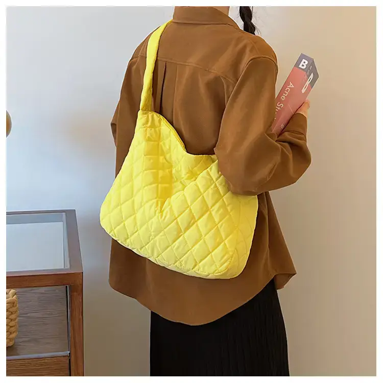 Yellow Quilted Shoulder Bag for Women 2024 Winter — feature 9