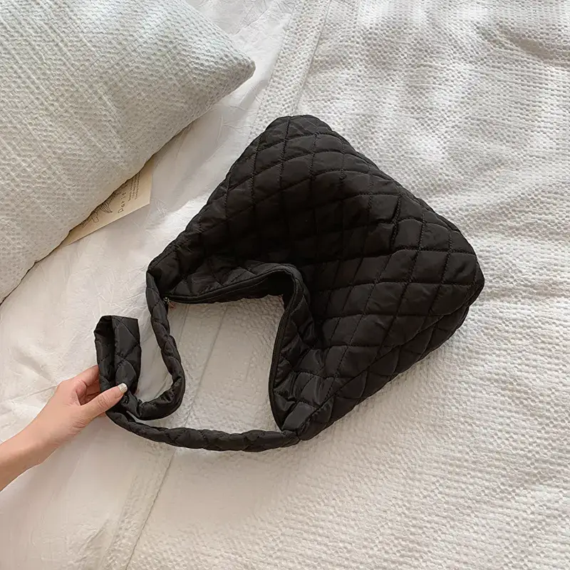 Yellow Quilted Shoulder Bag for Women 2024 Winter - Image 2