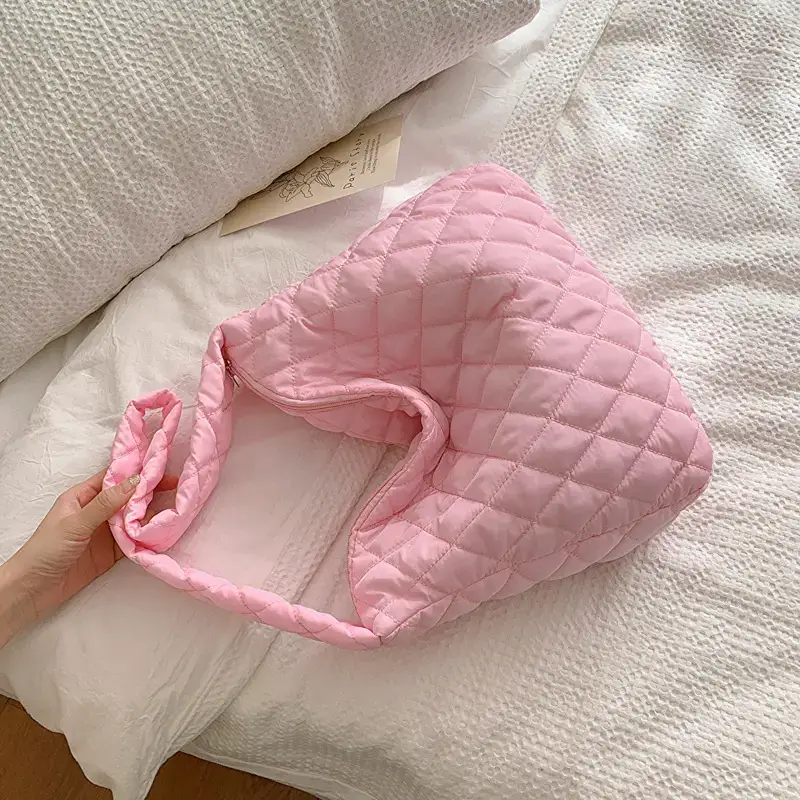Yellow Quilted Shoulder Bag for Women 2024 Winter - Image 4