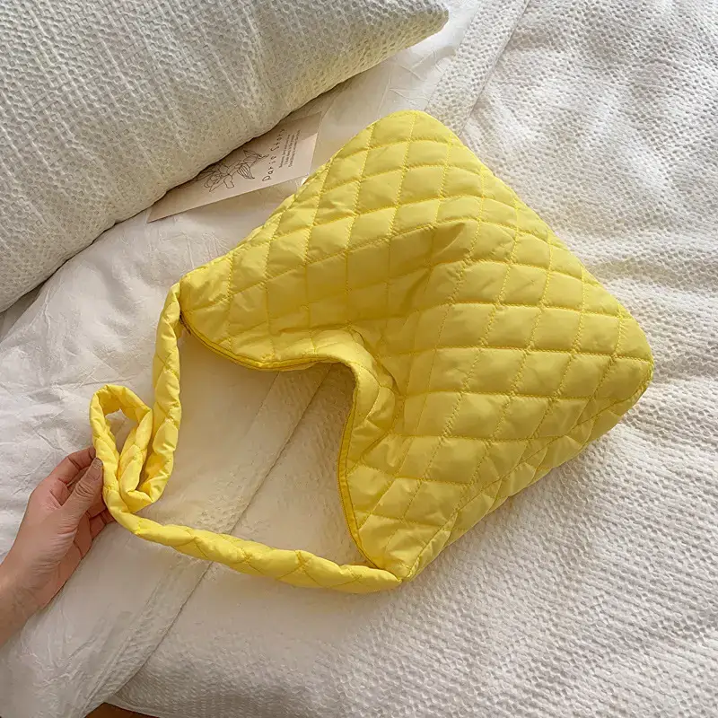 Yellow Quilted Shoulder Bag for Women 2024 Winter - Image 5
