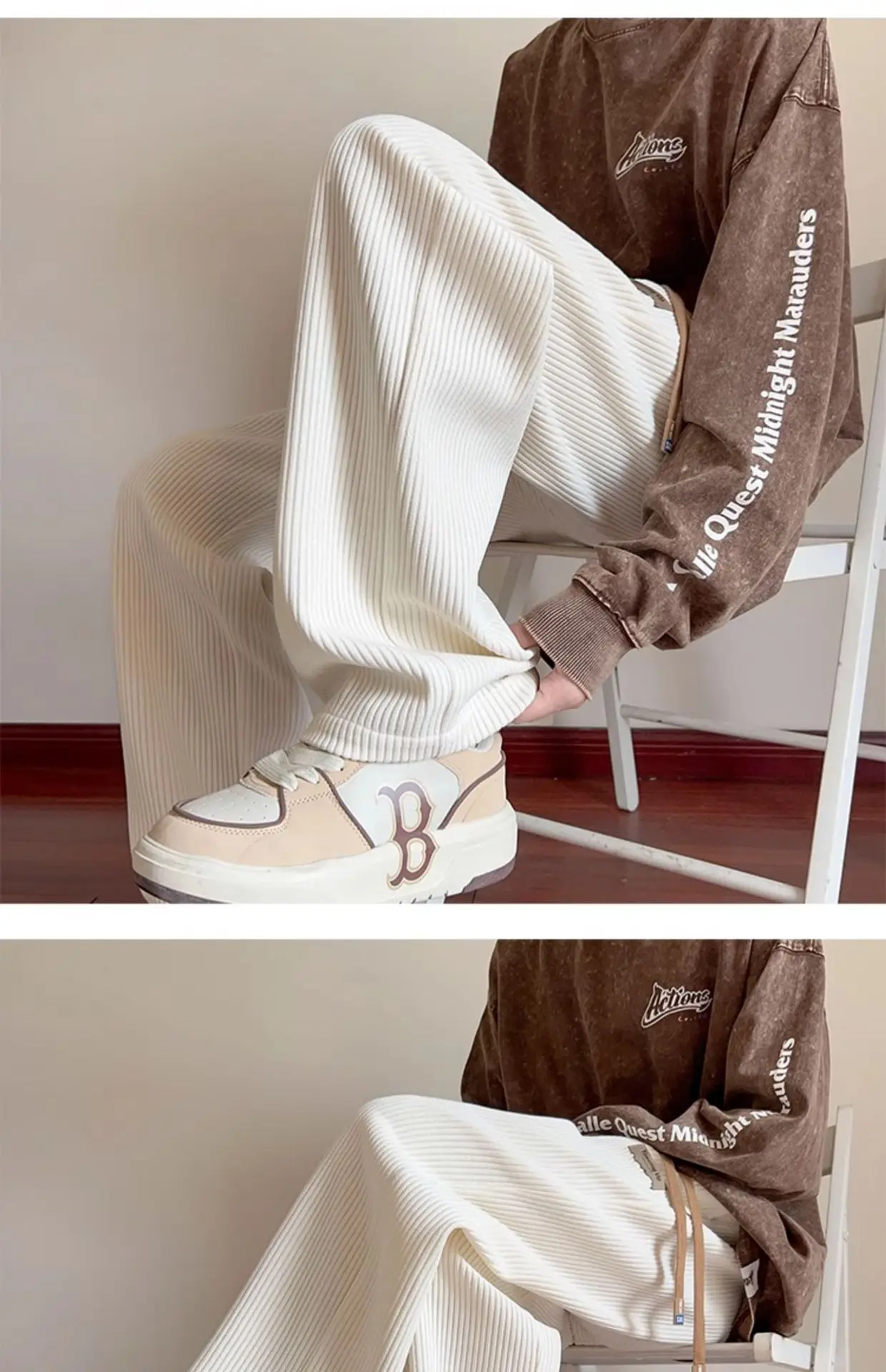 Khaki Fleece Lined Oversize Sweatpants for Boys Winter — feature 11