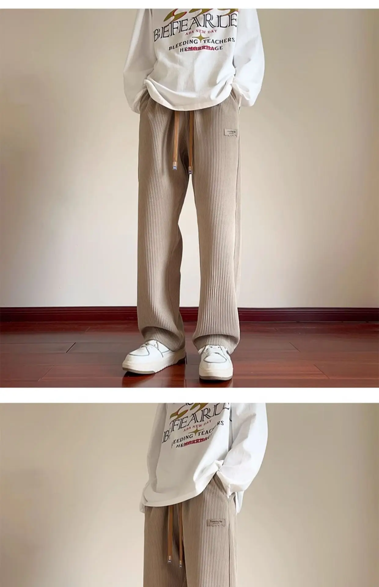 Khaki Fleece Lined Oversize Sweatpants for Boys Winter — feature 15
