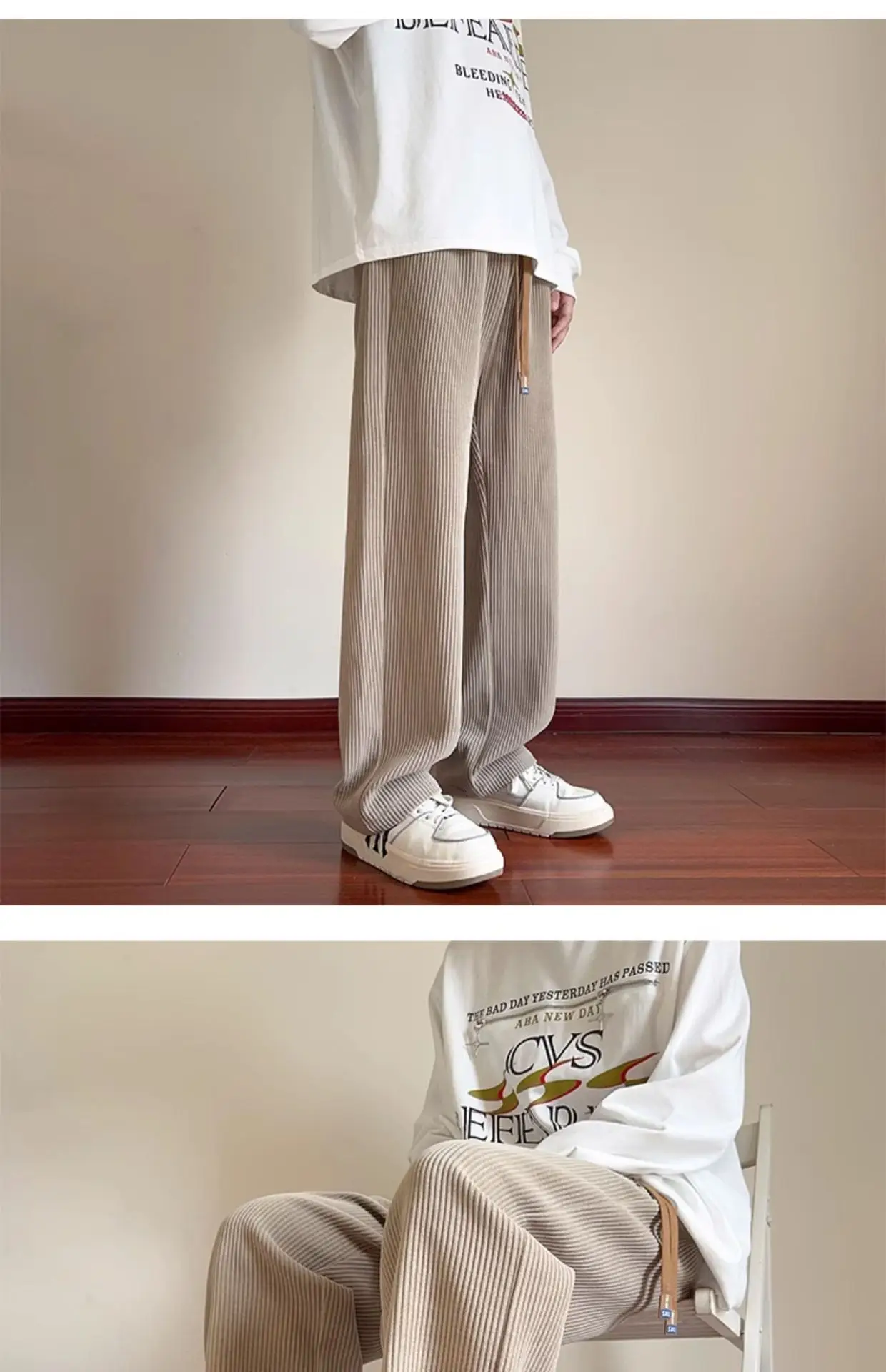 Khaki Fleece Lined Oversize Sweatpants for Boys Winter — feature 19