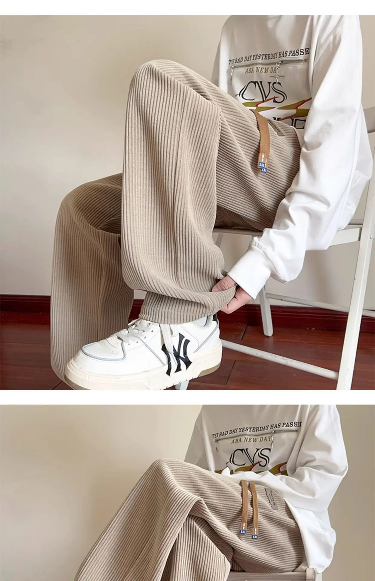 Khaki Fleece Lined Oversize Sweatpants for Boys Winter — feature 21