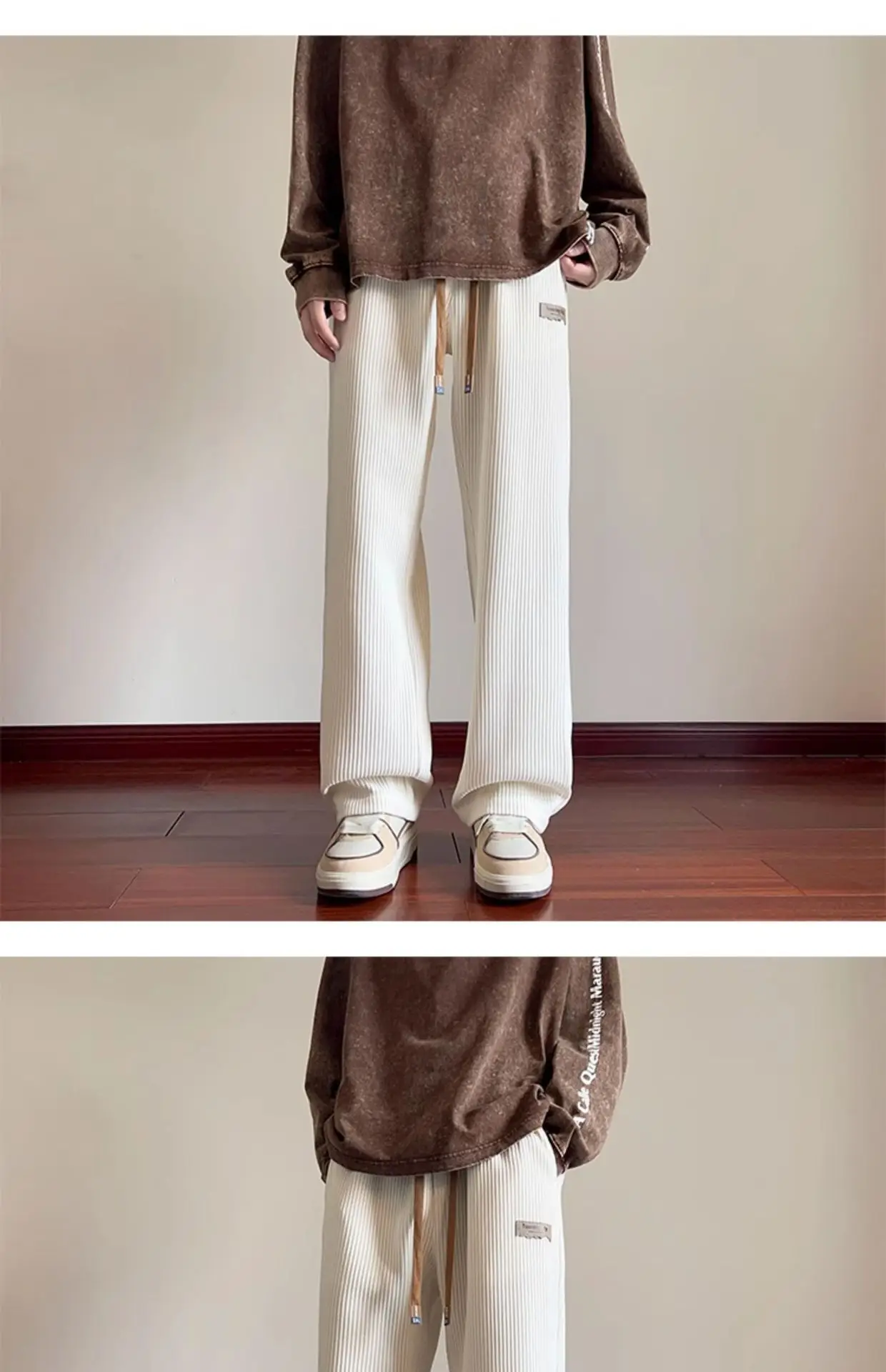 Khaki Fleece Lined Oversize Sweatpants for Boys Winter — feature 3