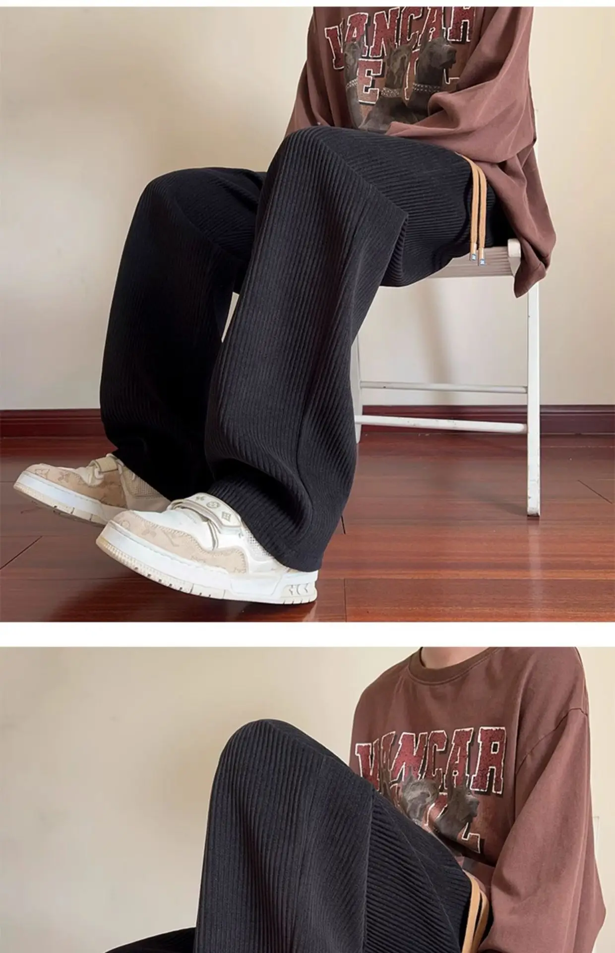 Khaki Fleece Lined Oversize Sweatpants for Boys Winter — feature 31