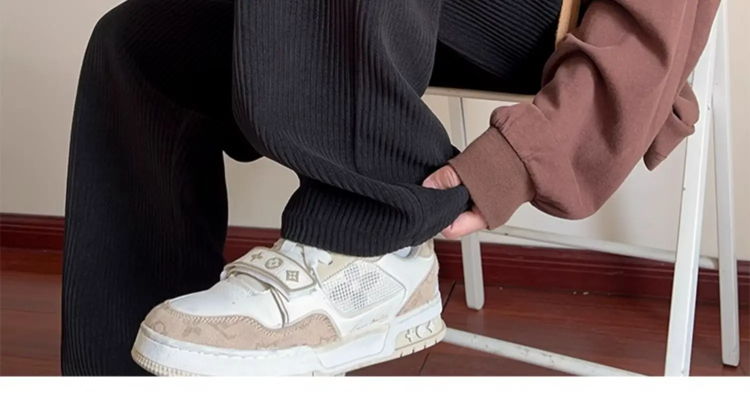 Khaki Fleece Lined Oversize Sweatpants for Boys Winter — feature 32