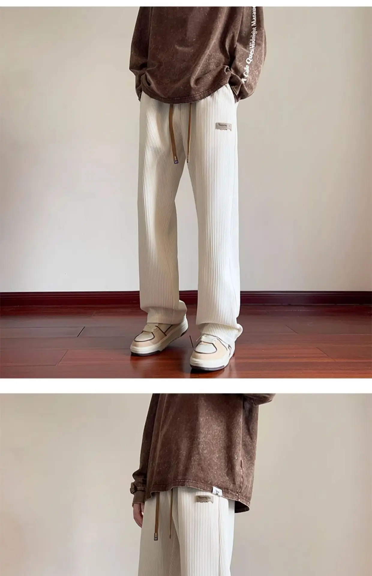Khaki Fleece Lined Oversize Sweatpants for Boys Winter — feature 5