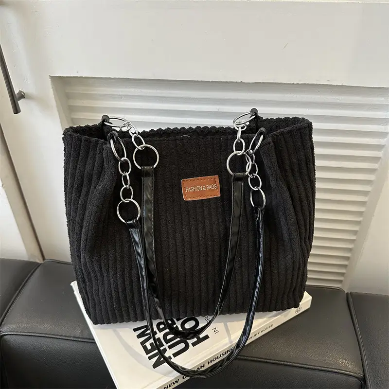 White Velvet Korean Style Shoulder Bag 2023 Winter - Image 5