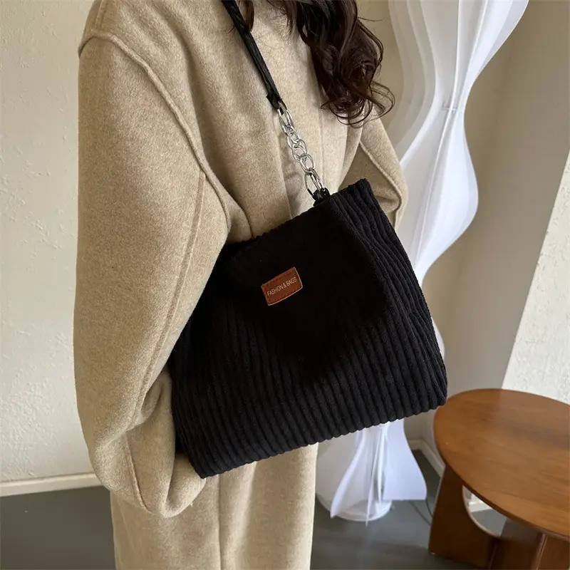 White Velvet Korean Style Shoulder Bag 2023 Winter - Image 6