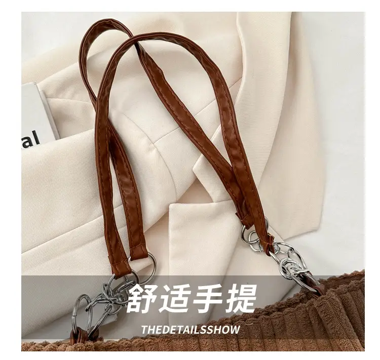 White Velvet Korean Style Shoulder Bag 2023 Winter — feature 4