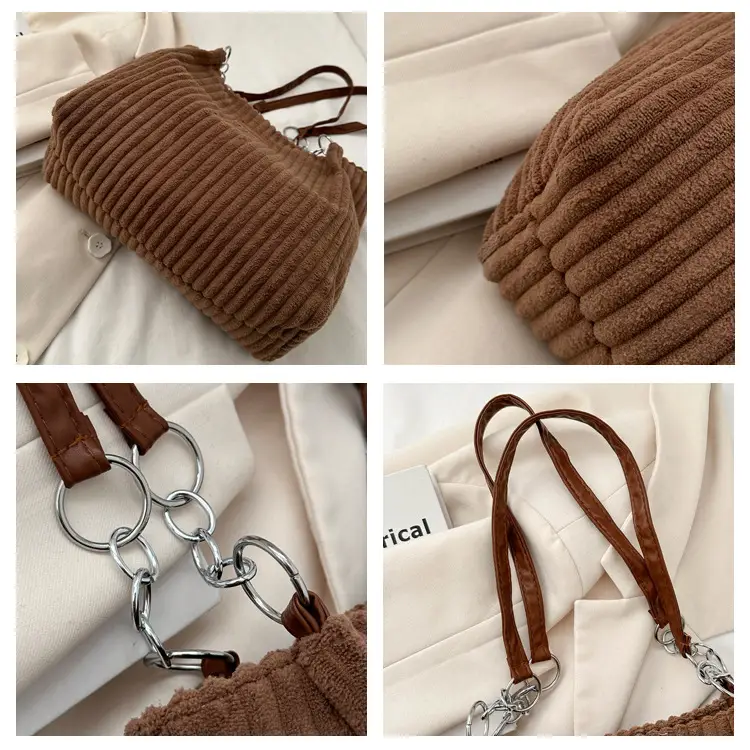 White Velvet Korean Style Shoulder Bag 2023 Winter — feature 8