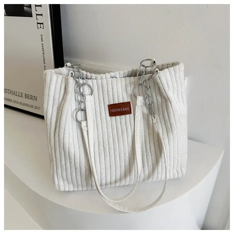 White Velvet Korean Style Shoulder Bag 2023 Winter - Image 2