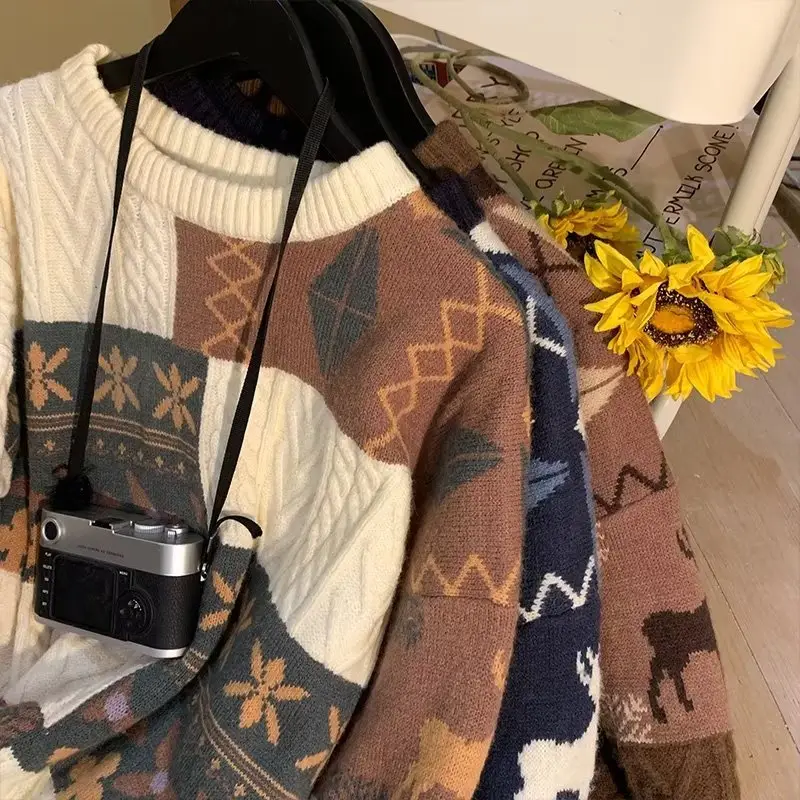 Japanese Retro Men's Winter Sweater Round Neck Pullover - Image 5
