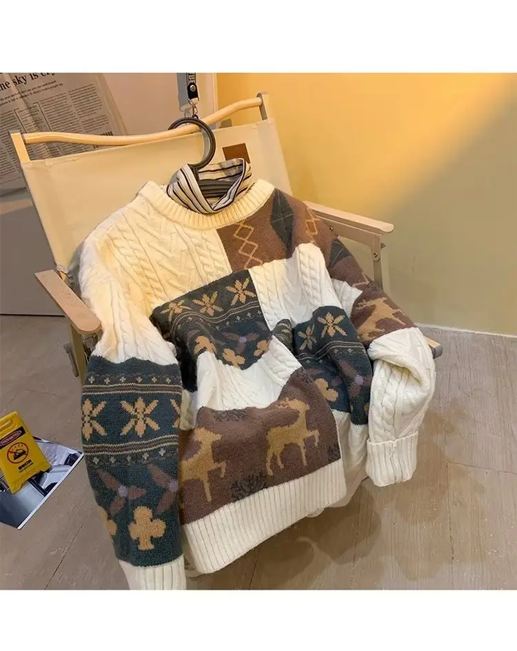Japanese Retro Men's Winter Sweater Round Neck Pullover — feature 10