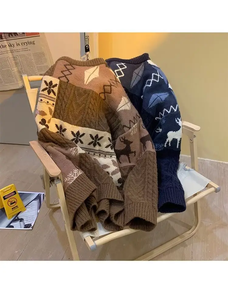Japanese Retro Men's Winter Sweater Round Neck Pullover — feature 11