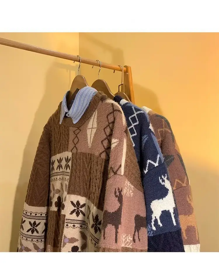Japanese Retro Men's Winter Sweater Round Neck Pullover — feature 9
