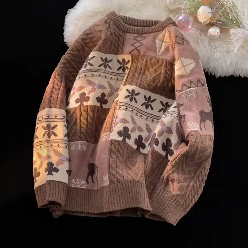 Japanese Retro Men's Winter Sweater Round Neck Pullover - Image 3