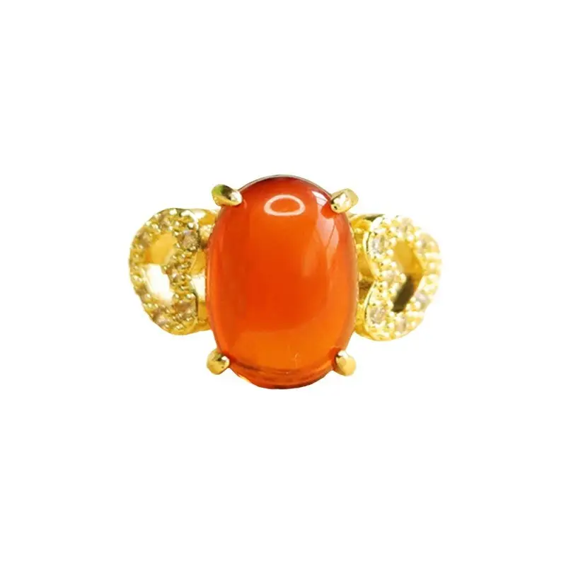 Aiyu Natural Amber Ring for Women Heart Design - Image 5
