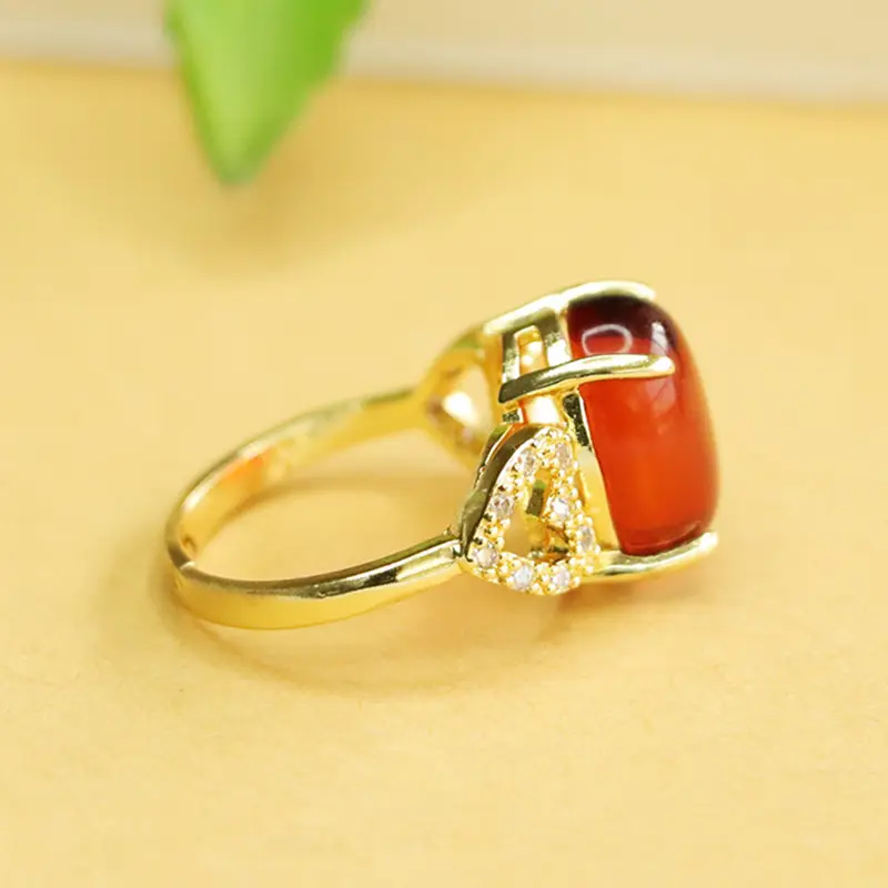 Aiyu Natural Amber Ring for Women Heart Design — feature 7