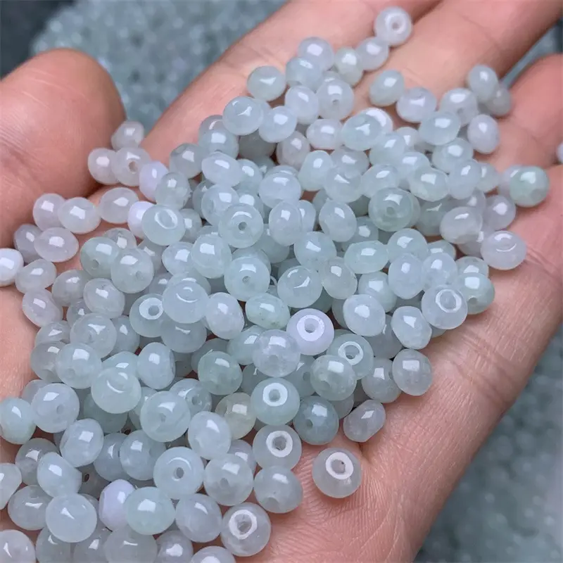 Cyan Ice Glutinous Jade Beads for Craft & Decor - Image 4