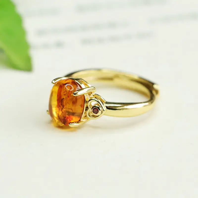 Amyrte Natural Amber Ring for Women Gold Plated - Image 4