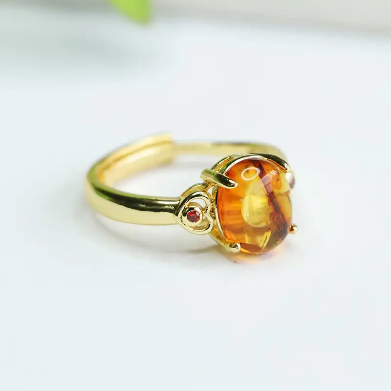 Amyrte Natural Amber Ring for Women Gold Plated - Image 5