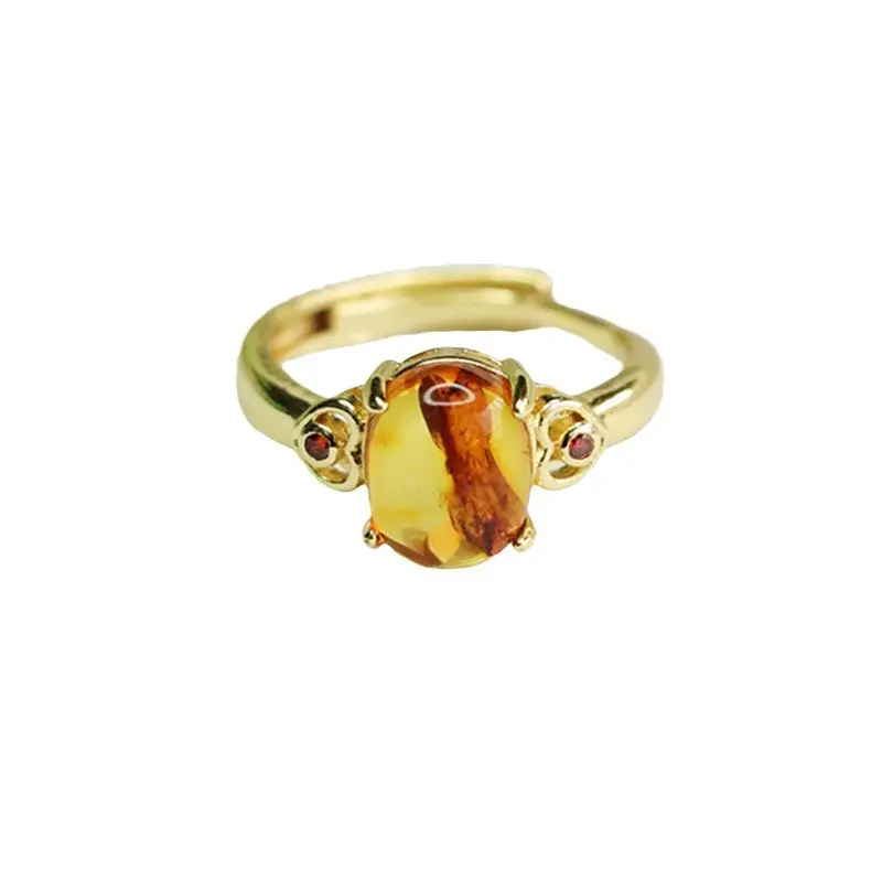 Amyrte Natural Amber Ring for Women Gold Plated - Image 6