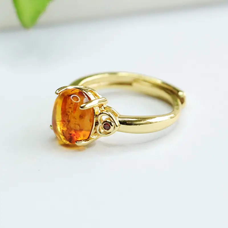 Amyrte Natural Amber Ring for Women Gold Plated — feature 5