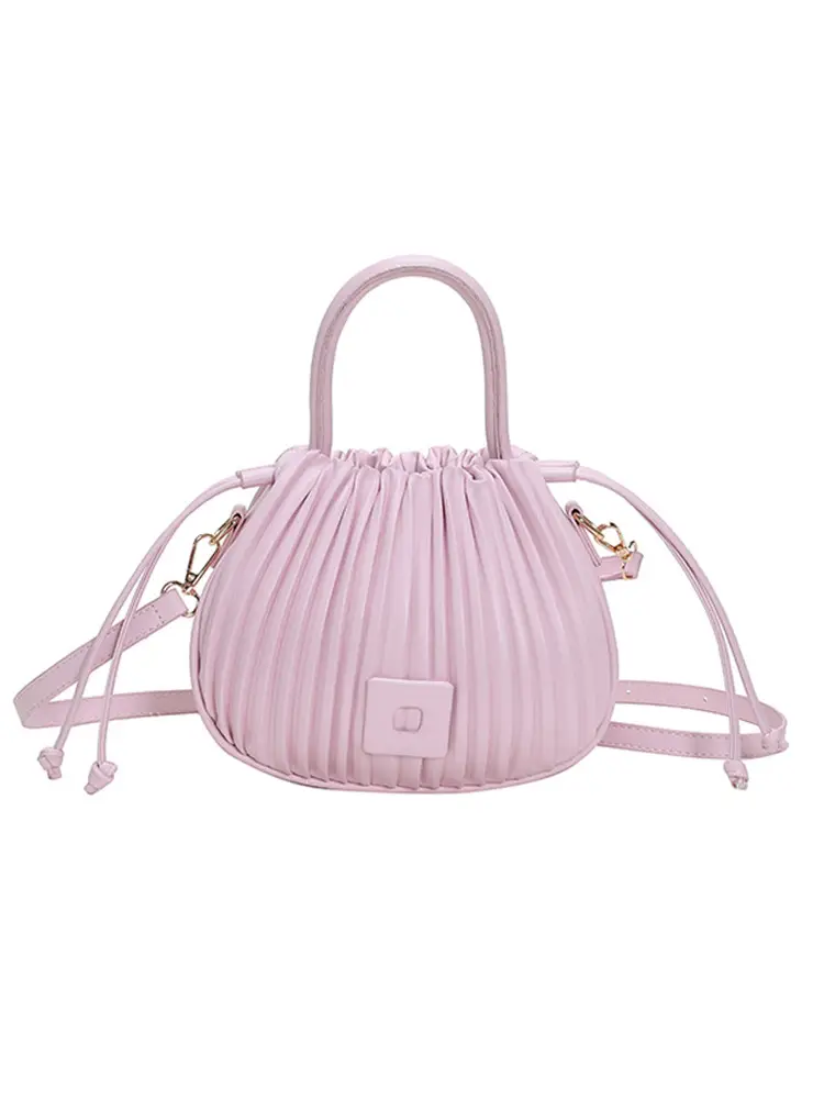 Pink Pleated Textured Shoulder Bag for Women - Image 13