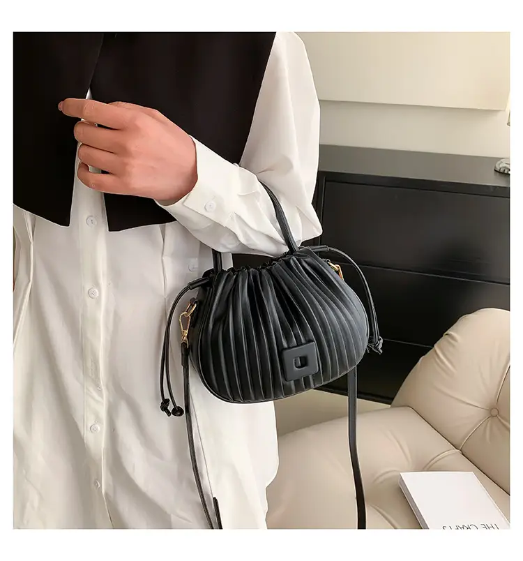 Pink Pleated Textured Shoulder Bag for Women — feature 10