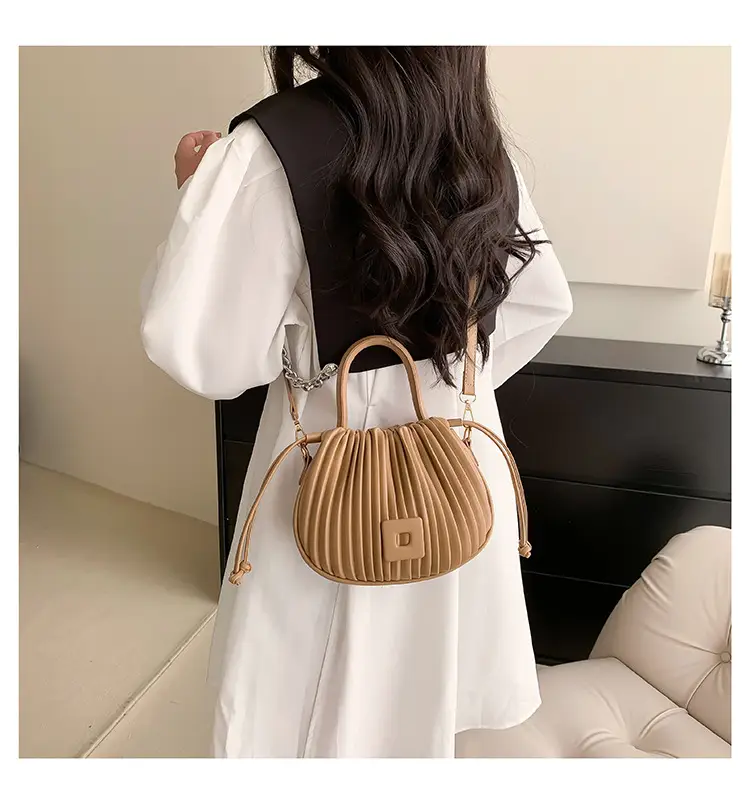 Pink Pleated Textured Shoulder Bag for Women — feature 14