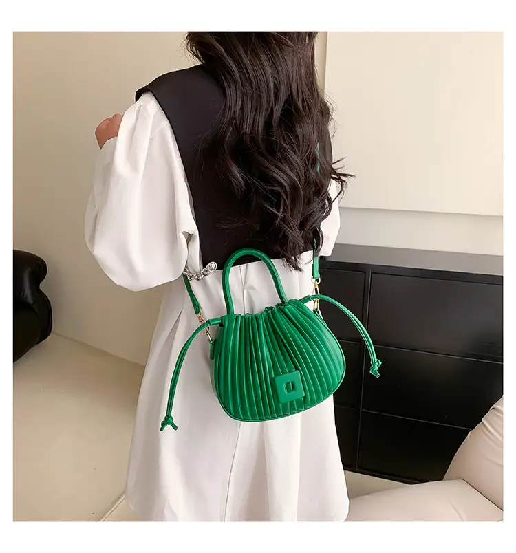 Pink Pleated Textured Shoulder Bag for Women — feature 17