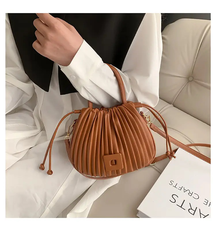 Pink Pleated Textured Shoulder Bag for Women — feature 19