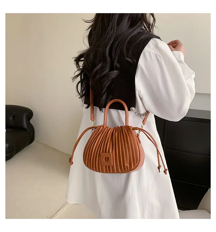 Pink Pleated Textured Shoulder Bag for Women — feature 21