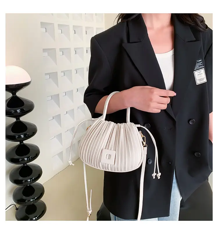 Pink Pleated Textured Shoulder Bag for Women — feature 22