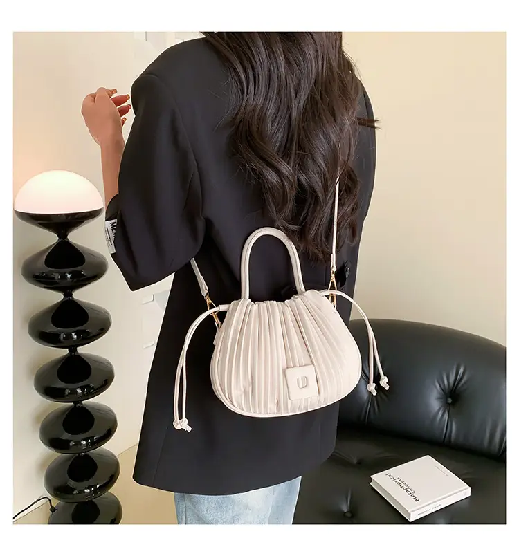 Pink Pleated Textured Shoulder Bag for Women — feature 23